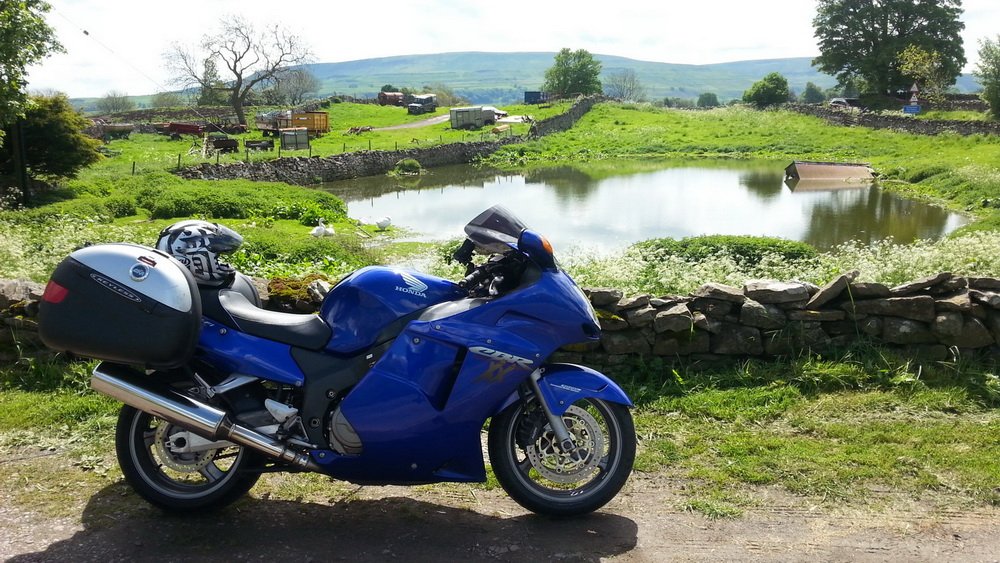 honda cbr blackbird with luggage